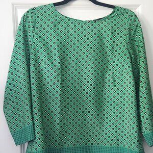 J Crew Green Diamond Blouse Size M